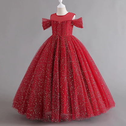 Long Princess Glitter Glamour Dress for Girls