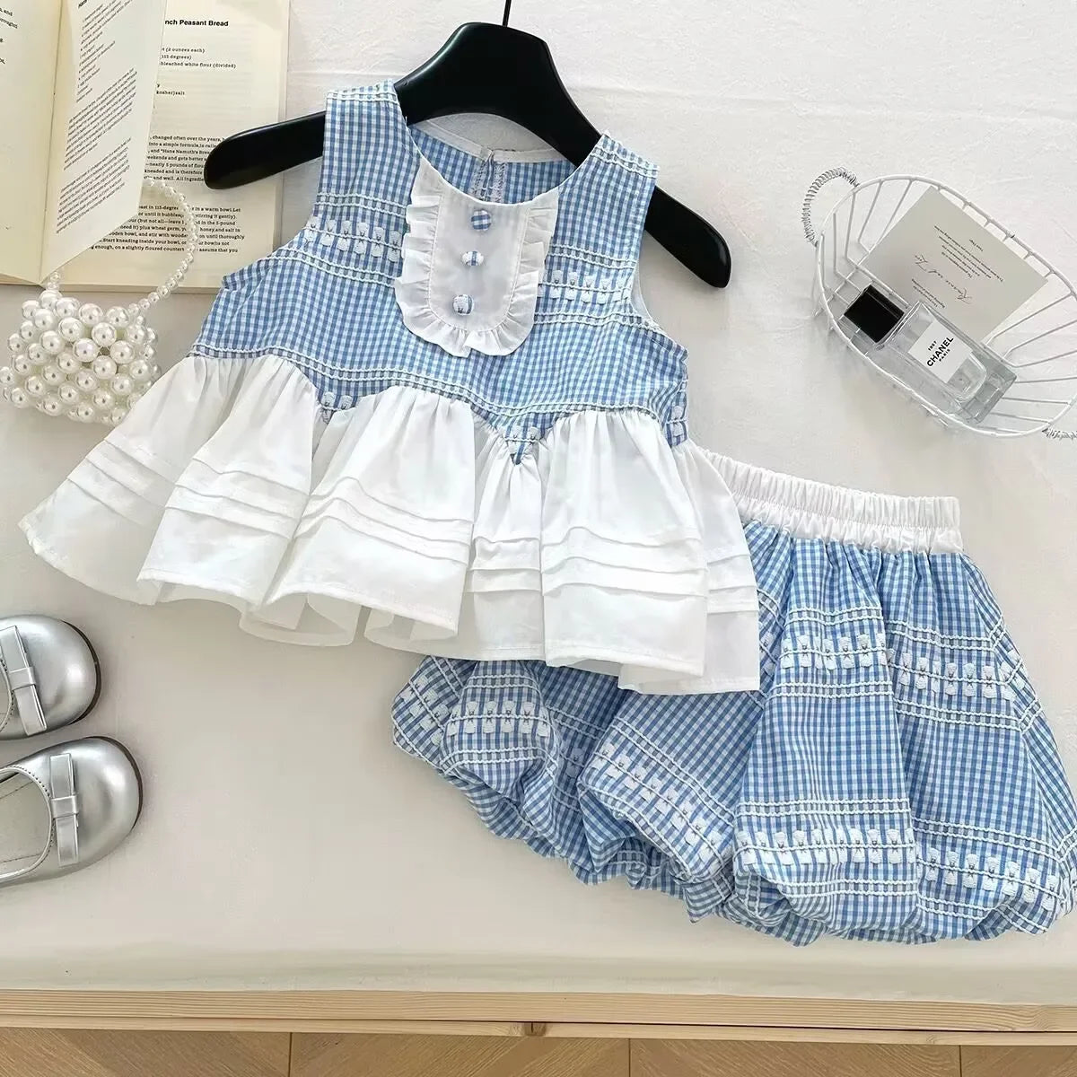 Blue Garden – Light Blue Gingham Girls Set