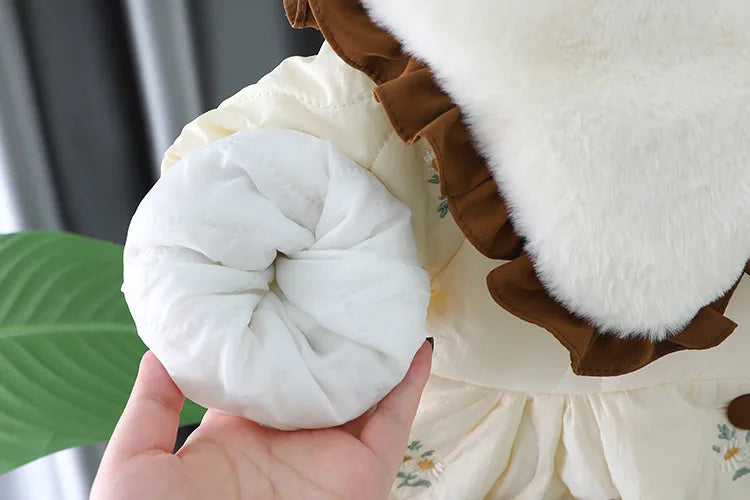 Baby Winter Coat with Embroidered Flowers