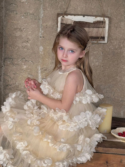 Golden Petal Kids Party Dress
