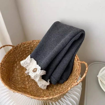 Cozy Winter Leggings with Lace Trim