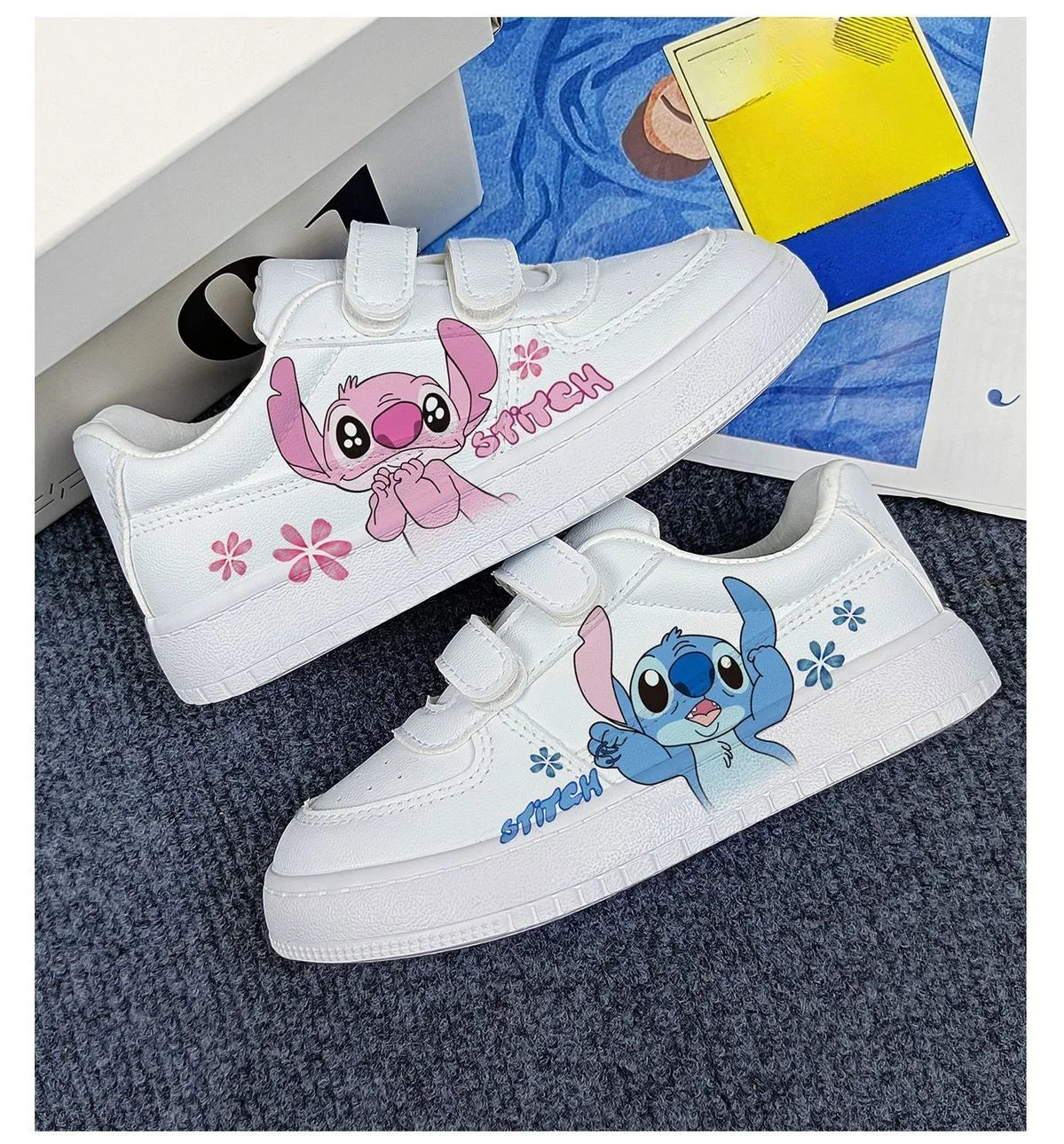 Kids Cartoon Sneakers – Blue & Pink