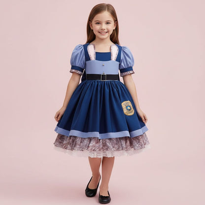 Blue Bunny Police-Style Costume Dress for Girls