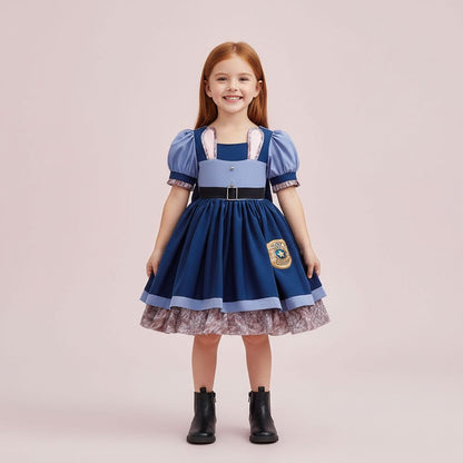 Blue Bunny Police-Style Costume Dress for Girls
