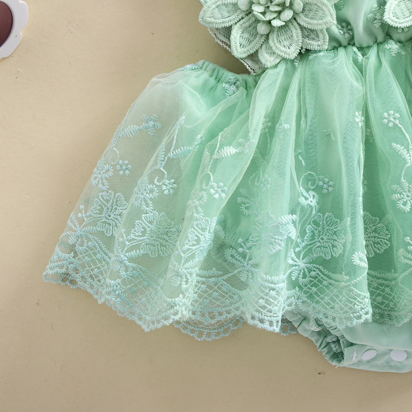 3D Blossom Lace Baby Romper Set