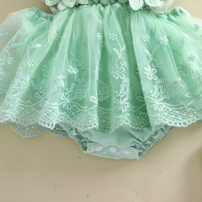 3D Blossom Lace Baby Romper Set