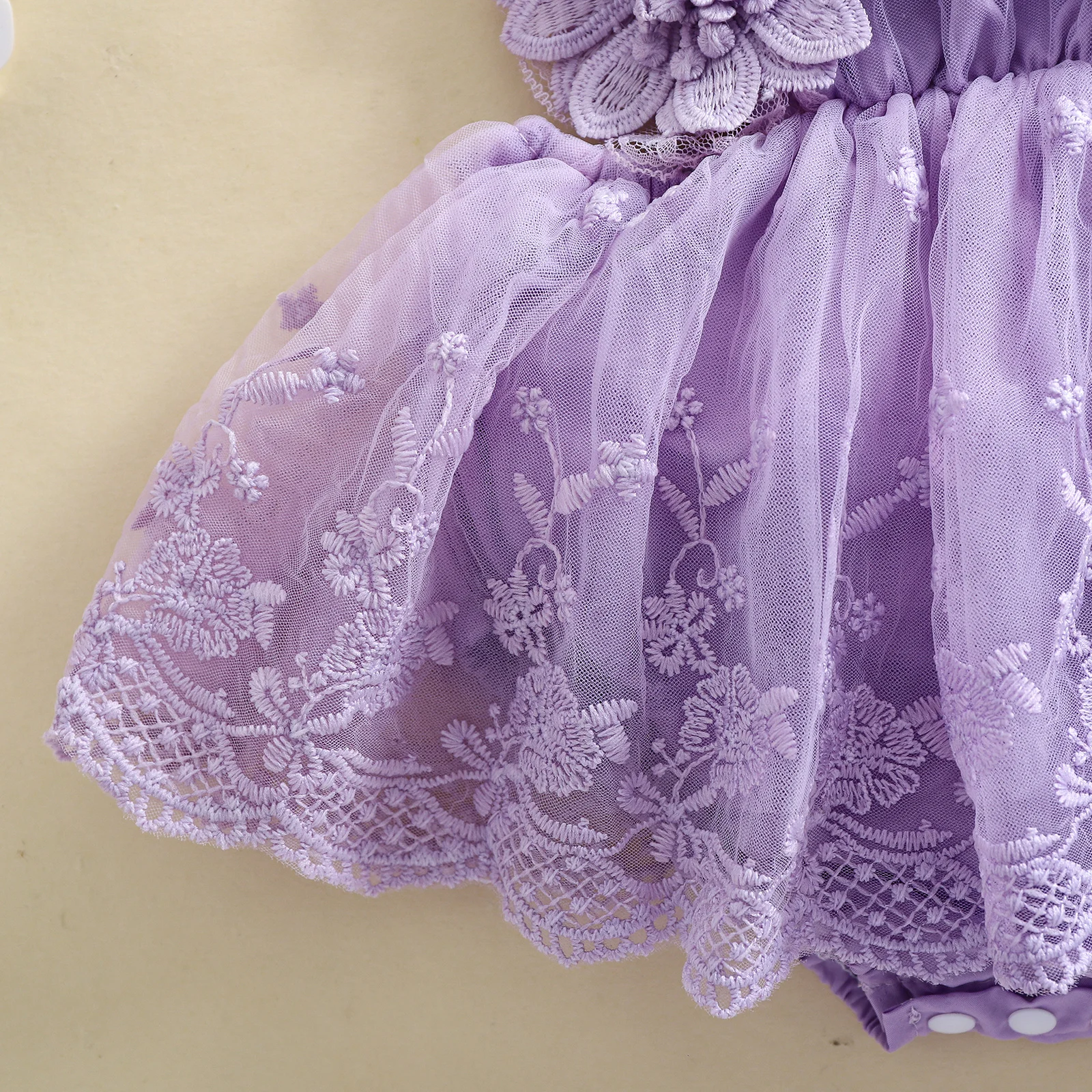 3D Blossom Lace Baby Romper Set