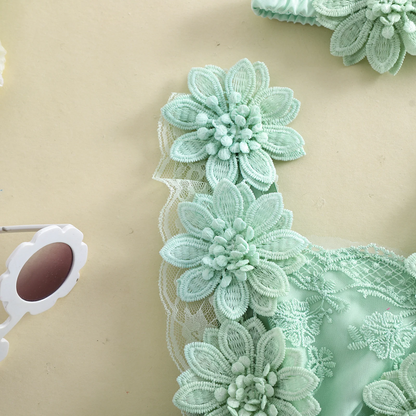 3D Blossom Lace Baby Romper Set